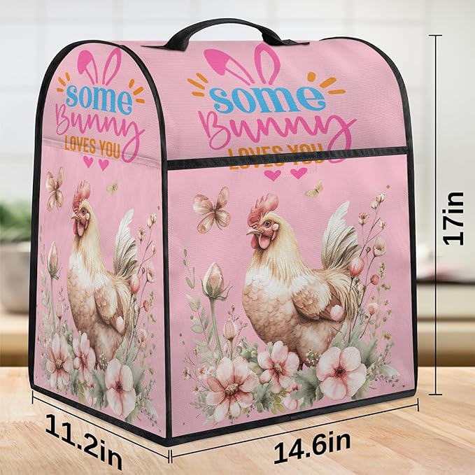 Kitchen Aid Mixer Cover Rooster Flower Floral Butterfly Stand Mixer Cover Compatible with 6-8 Quarts Stand Mixers, Dust Covers with Zipper Pocket Foldable Washable Kitchen Aid Organizer Bag