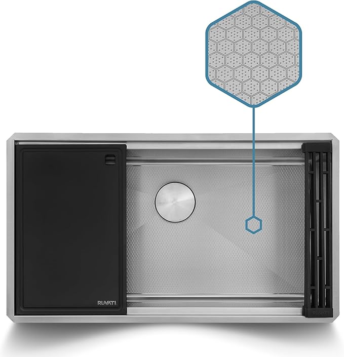 Ruvati Hex Bottom 30-inch Workstation Scratch Resistant Embossed Texture Kitchen Sink Stainless Steel - RVH8630