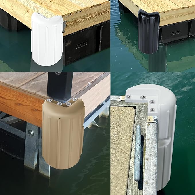 Dock Bumpers Dock Corner Bumper Fender Marine Boat Dock Bumpers for Edge Corner,Inflatable Dock Protection,Soft UV-Resistant Marine-Grade Vinyl,Stainless Steel Mounting Hardware Included,8"x16"
