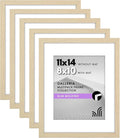 Americanflat 11x14 Picture Frame with Polished Plexiglass - Set of 5 - Use as 8x10 Frame with Mat or Display 11x14 Photo Without Mat - Galleria Collection - Picture Frames for Wall - Natural Oak
