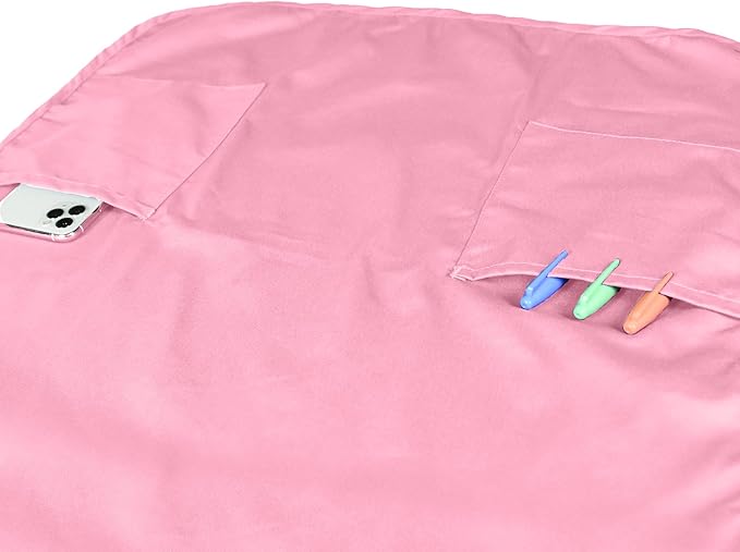 DALIX Apron Commercial Restaurant Home Bib Spun Poly Cotton Kitchen Aprons (2 Pockets) in Pink