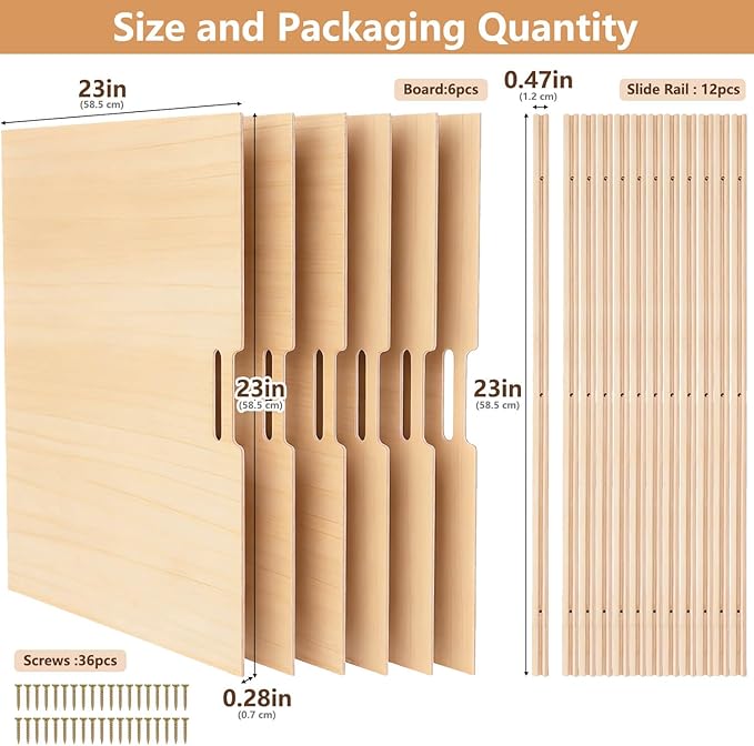 celestite Wooden Tray Dividers for Cabinets, Cookie Sheet Organizer for Cabinet, Baking Sheet Pan Organizer for Kitchen Organizers and Storage (6 Pcs 23"x23")