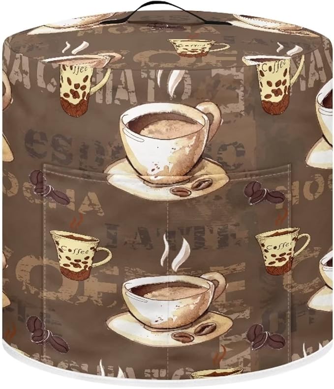 Flashideas Coffee Pressure Cooker Cover for Women Dust Protection Insulated Rice Cooker Cover Water Resistant Dust Cover with Pockets for Instant Pot 6 Quart Vintage Appliance Cover for Kitchen