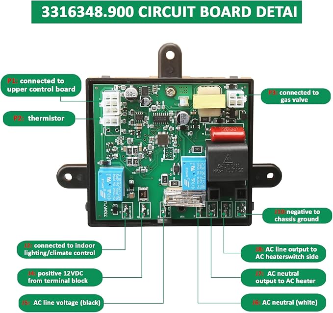 RV Fridge Control Board 3316348.900, Compatible with Dometic DM2652 RM2652 NDR1062 RM2551, Replacement for Power Module Board 3316348.000