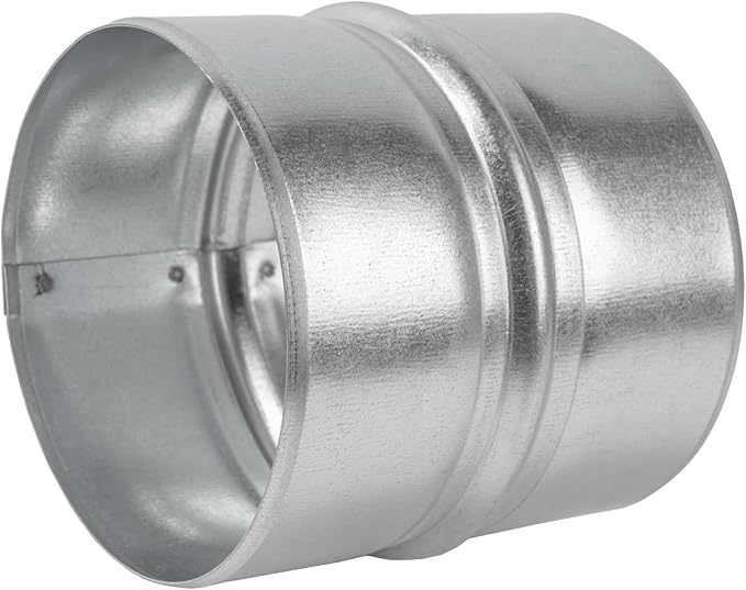 Vent Systems 4'' Inch Galvanized Steel Duct Connector - Round Ventilation Duct Extension - Metal Vent Coupler - Metal Hose Coupling - Galvanised Pipe Connector - Dryer Vent Connector