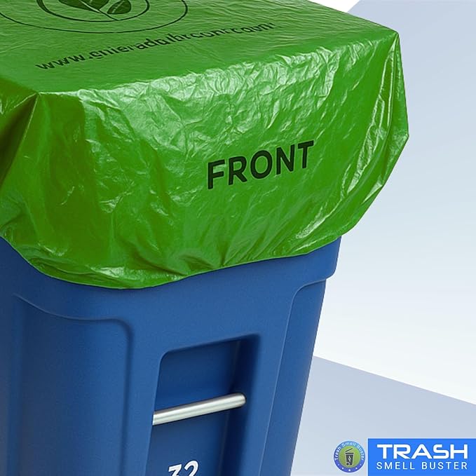 Outdoor Trash Can Cover Odor Eliminating Bag with Elastic Band Lemon Scented Durable 32 Gallon 3 Pack