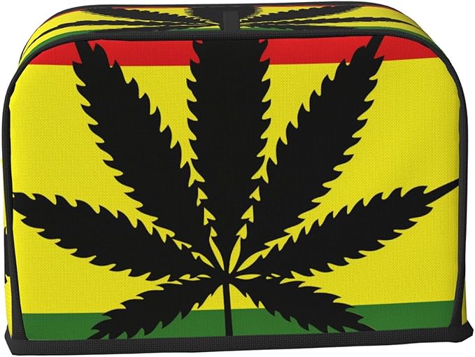 Toaster Cover 2 Slice with Pockets, Tropical Leaf Botanical Red Yellow Green Background Kitchen Accessories Decor Bread Maker Oven Protector Covers Dust Proof Fingerprint Covers