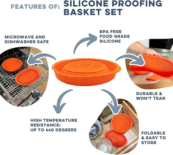 Cultures for Health Silicone Banneton Bread Proofing Basket | Complete Non-Stick Set of Two | 9-Inch Round & 10-Inch Oval Sourdough Proofing Basket | Ideal for Sourdough and Bread Baking Easy to Clean