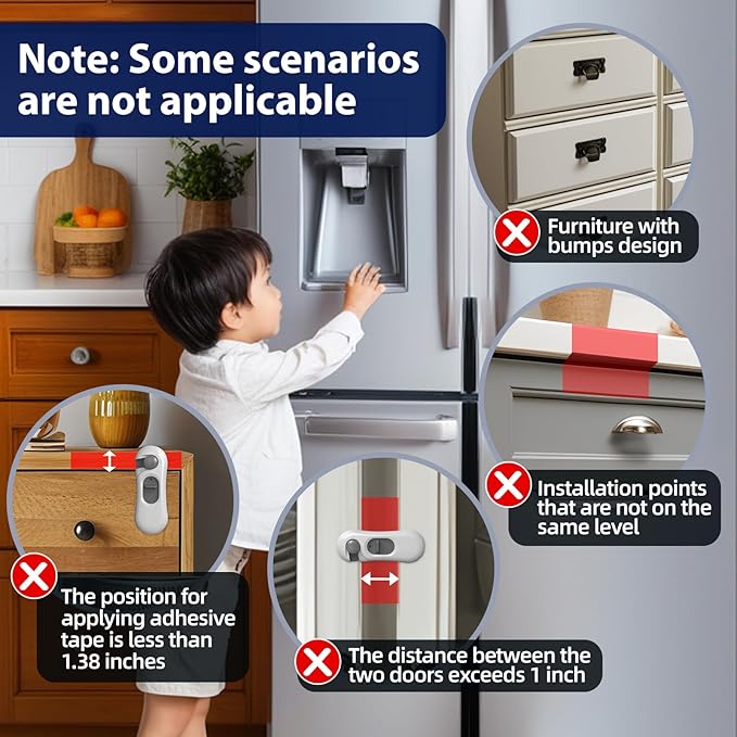 5-Pack Child Proof Refrigerator Lock with 3M Adhesive, Baby Child Safety Cabinet Locks, Kids Safety Fridge Locks for Oven Drawers Door- Grey