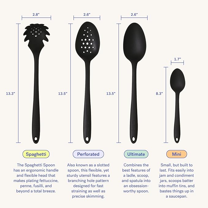 GIR: Get It Right Silicone Spoon - Non-Stick Heat Resistant Silicone Kitchen Spoon for Mixing, Serving, Cooking, and More - 13 Inch, Navy