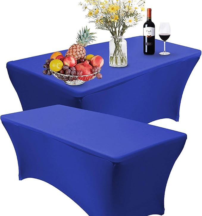RELIANCER 2 Pack Stretch Spandex Table Covers for Rectangular Tables,8FT Elastic Fitted Tablecloth,Universal Rectangular Table Cloth Protector for Outdoor Party,Wedding,Bar,Birthday,Banquet,Events