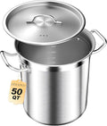 50 Quart Stainless Steel Stock Pot with Lid – Heavy Duty Cooking Pot for Soup, Commercial Soup Pots, 3-Ply Induction Bottom, Oven Safe
