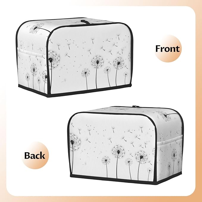 Toaster Cover 2 Slice with Pockets, Flying Dandelions Abstract Farmhouse Wildflower Kitchen Accessories Decor Bread Maker Oven Protector Covers Dust Proof Fingerprint Covers