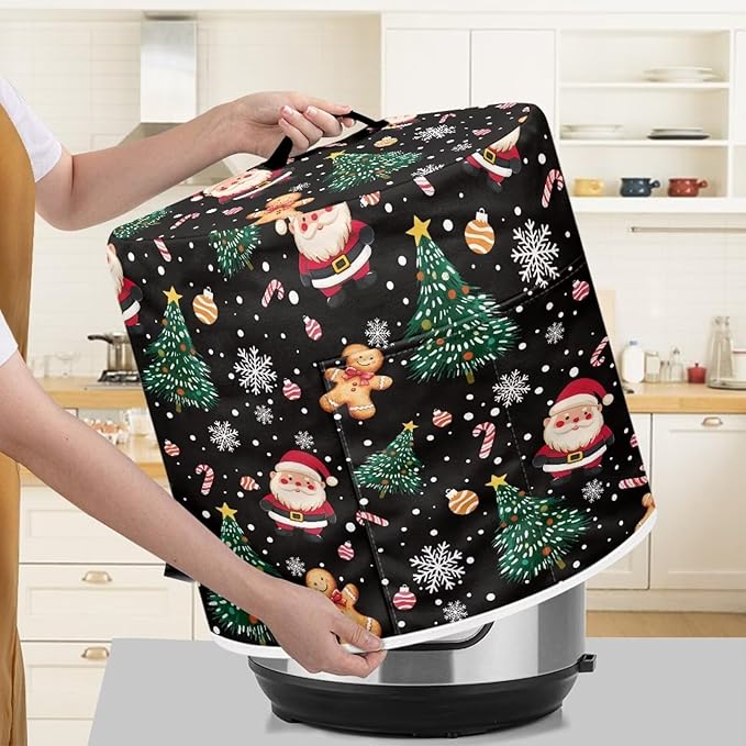 Cute Santa Claus Dust Cover Instant Pot and Extra Accessories Dust Proof Easy to Clean Pressure Cooker Cover Electric Appliance Cover Air Fryer Accessories with Storage Pocket Size S