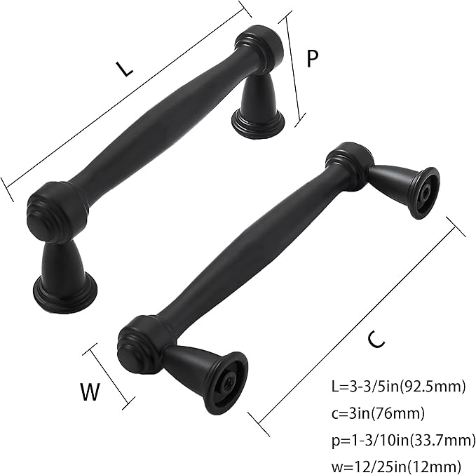 khtumeware 10 Pack 3 Inch(76mm) Black Cabinet Pulls Black Kitchen Matte Black Cabinet Handles Kitchen Cabinet Hardware for Cupboard Drawer Handles Dresser Pulls