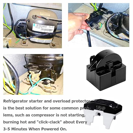 Refrigerator Compressor Relay and Overload Kit 5 Sets,Refrigerator Starters QP2-4R7 4.7 Ohm 1 Pin Refrigerator PTC Starter Relays and 6750C-0005P Freezer Overload Protectors