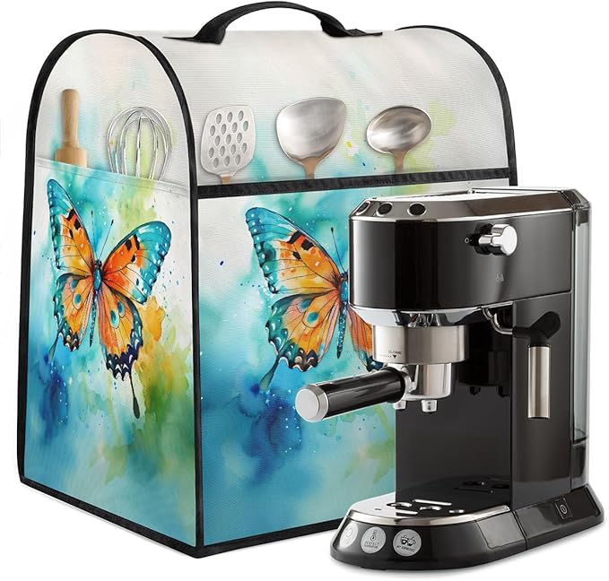 Kitchen Aid Mixer Cover Watercolor Butterfly Animal Stand Mixer Cover Compatible with 6-8 Quarts Stand Mixers, Dust Covers with Zipper Pocket Foldable Washable Kitchen Aid Organizer Bag
