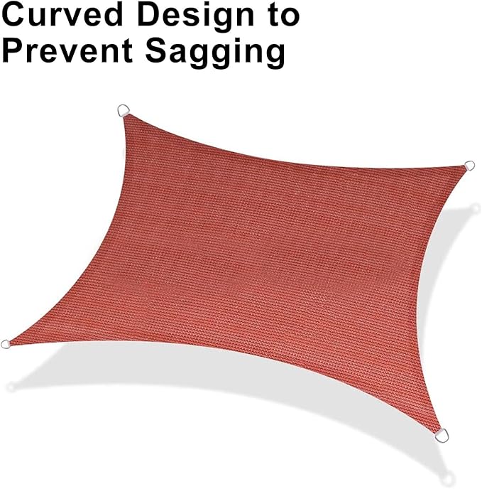LOVE STORY 7' x 13' Terra Red Sun Shade Sail Rectangle SS-143 UV Block Shade Canopy Sunshade for Patio Garden Backyard (We Make Custom Size)