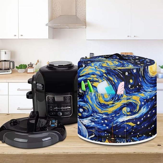 Starry Night Dust Cover with Pocket for Instant Pot, Rice Cooker and Air Fryer, Round Pressure Cover Dust-Proof Stain Resistant Electric Appliance Cover
