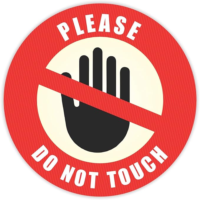 Do Not Touch Sticker – Pack of 12 Large 6" Round Warning Signs – Durable Laminated Vinyl Decals Safety Labels for Office Shop Equipment Machinery Warehouse Business Premises