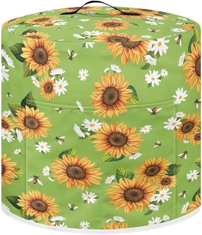 TODIYADDU Bee Sunflower Pressure Cooker Cover with Pocket Novelty Air Fryer Cover Dust Cover Insulated Kitchen Appliance Cover Protector for Pressure Cooker Instant Pot Accessories Nice Presents