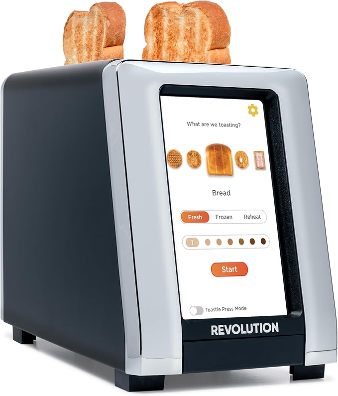 Revolution R180 Connect Touchscreen Smart Toaster with High-Speed InstaGLO Technology – Choose from 6 Bread Types, 7 Browning Levels, & Toastie Press Mode (Black, 2-Slice)