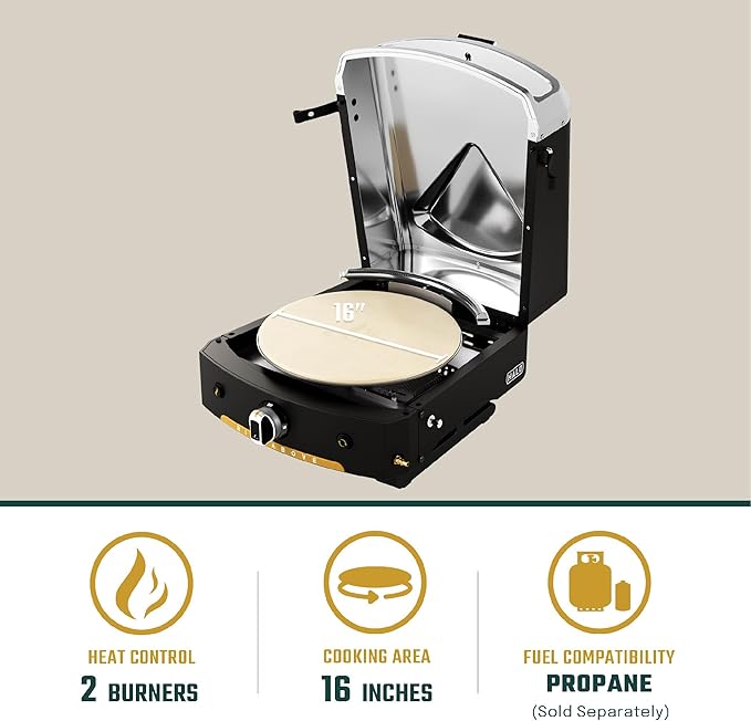 Halo Versa 16 Propane Gas Outdoor Pizza Oven with Rotating Cooking Stone | Portable Appliance for all Outdoor Kitchens With Cook and Serve Kit