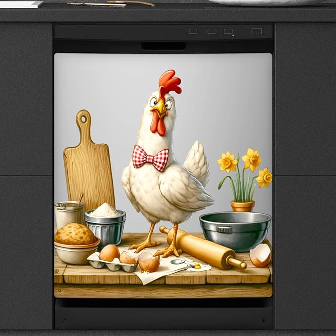 Rooster Funny Kitchen Dishwasher Magnet Cover for The Front Dishwasher Door Cover Panel Decals Magnetic Refrigerator Cover for Kitchen Farmhouse Home Decor 23 X 26 in