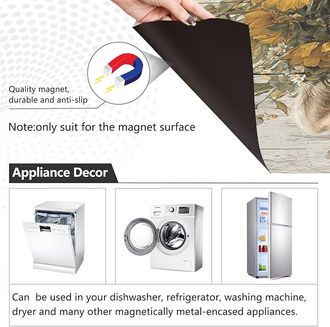 Fall Highland Cow White Dishwasher Magnet Cover Front Door Magnetic Dishwasher Cover Decorative Refrigerator Magnet Covers Dishwashers Magnetic Sticker for Home Decor, 23" x 26"