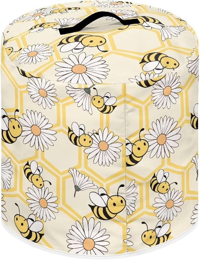 Daisy Bees Print Kitchen Appliance Decor 8 Quart Pressure Cooker/Air Fryer/Rice Cooker DusT Cover with Top Handle and Storage Pockets Machine Washable