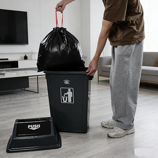 18 Gallon Grey Commercial Trash Can with Swing Lid, Garbage Can for Outdoor Office Restaurant School Kitchen (Pack of 4)