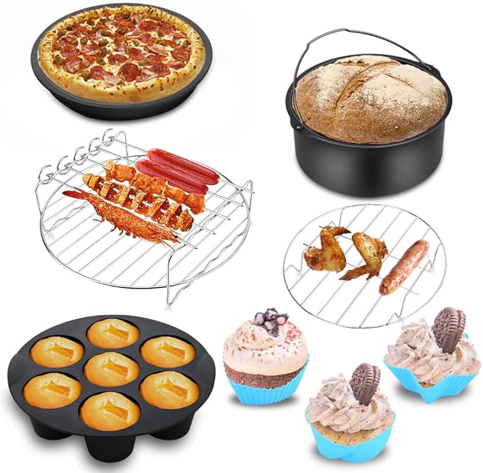 SIK Air Fryer Accessories, 13PCS for Ninja COSORI Power XL 5.3QT - 8QT Air Fryer with 9 Inch Cake Barrel