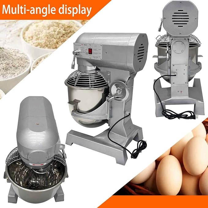110V Commercial Dough Mixer with 3 Types of Mixing Tools, 30L Stainless Steel Dough Kneading Machine, 1250W Adjustable Speed Bakery Equipment, Safety Lid Lock & Auto Stop Function