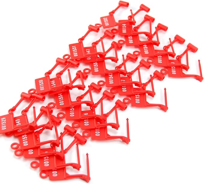 Tamper Proof Plastic Security Padlock Seals Numbered Disposable Safety Tags - Locks Self-Locking for Luggage Medical Clothing (1000 PCS) (Red)