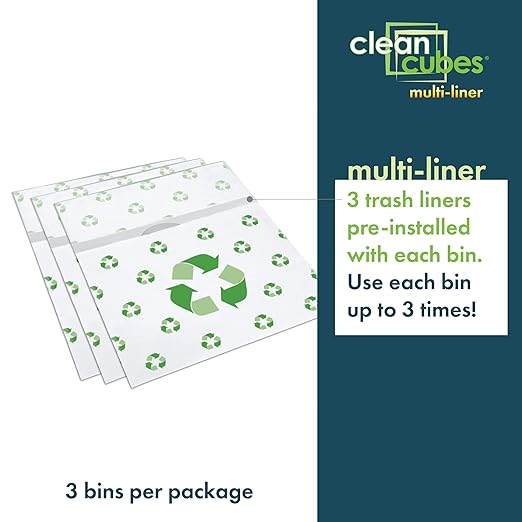 13 Gallon Disposable Pop-Up Trash Cans (3-Pack, Multi-Liner) with Fitted Bags – Foldable Garbage & Recycling Bins for Parties, Events & Kitchen (Recycle, 17" H x 13.5" W x 10" D)
