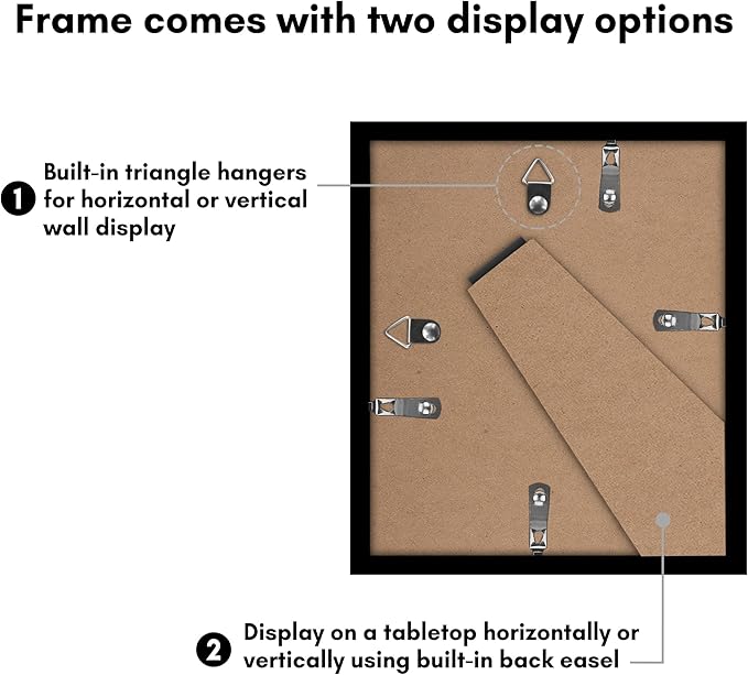 Americanflat 7x8 Picture Frame with Polished Plexiglass - Set of 5 - Use as 4x5 Frame with Mat or Display 7x8 Photo Without Mat - Galleria Collection - Picture Frames for Tabletop and Wall - Black