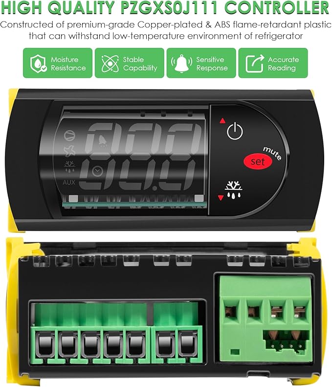 PZGXS0J111 Temperature Controller Fit for Carel and All Refrigerator Types, 115V Digital Thermostat Controller with 2 NTC Temperature Sensor Probes