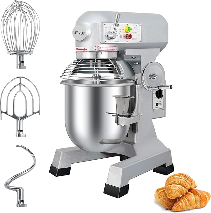 30Qt 1250W Commercial Food Mixer, Commercial mixer 3-Speed Adjustable Heavy Duty Stand Mixer with Stainless Steel Bowl for Bakery Pizzeria.