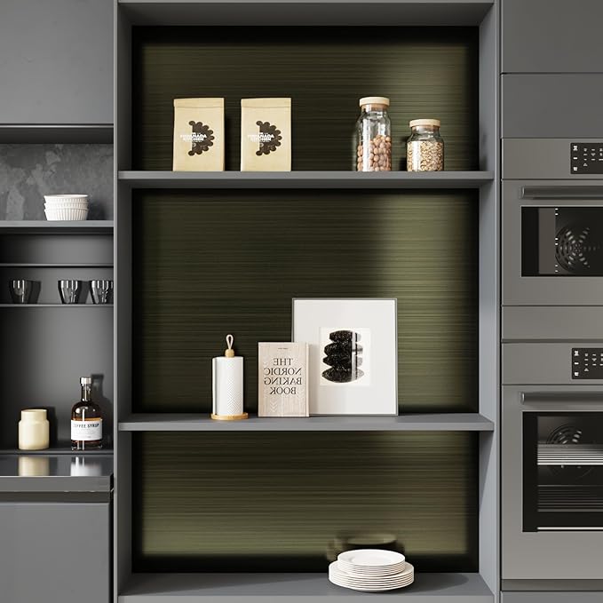CRE8TIVE Bronze Black Stainless Steel Contact Paper for Appliances 12"x354" Thick Brushed Metallic Wallpaper Stick and Peel Heat Resistant Self Adhesive Vinyl Kitchen Wallpaper for Fridge Dishwasher