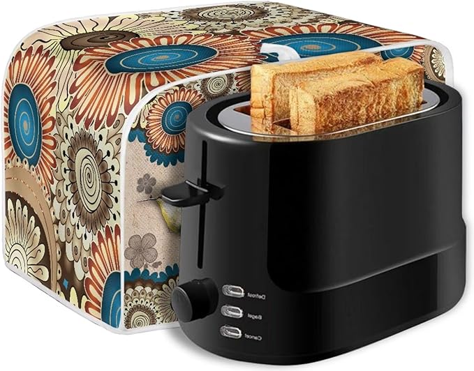 Aztec Hummingbird Flower Print Toaster Cover 4 Slice Dust Fingerprint Protection Waterproof Soft Toaster Dust Cover