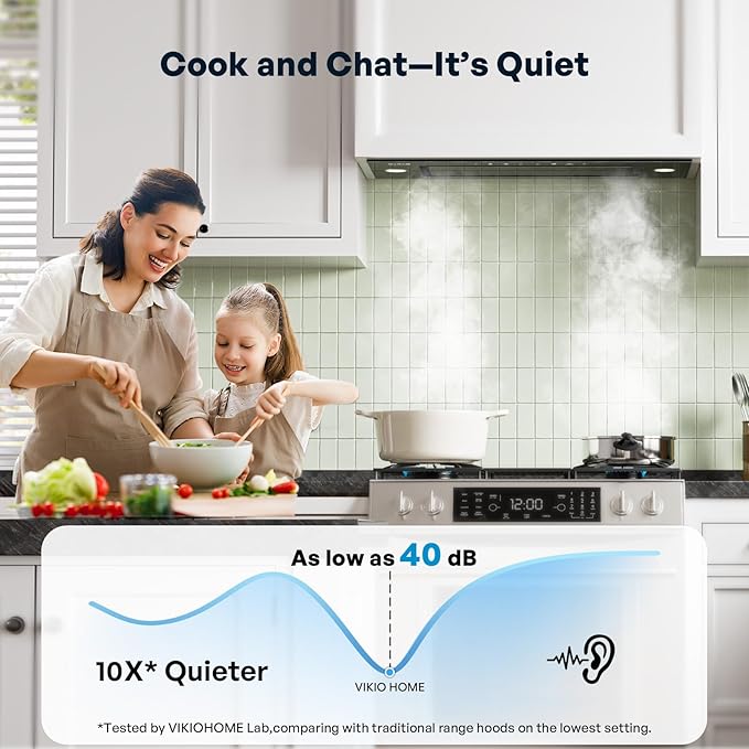 Range Hood Insert 30 Inch - Built-in 900 CFM Ducted/Ductless Range Hood with 3 Speed Fan, Black Stainless Steel & Tempered Glass with Gesture Sensing &Touch Control for Over Kitchen Stove