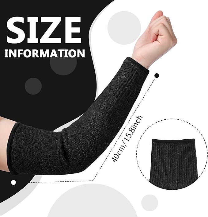 Sintege 3 Pairs Arm Protectors for Thin Skin and Bruising Cut Resistant Forearm Sleeve Level 5 Arm Burn Protection Sleeve (15.8 Inch,Black)