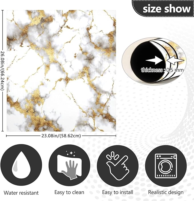 Stone Golden Marble White Dishwasher Magnet Cover Front Door Magnetic Dishwasher Cover Decorative Refrigerator Magnet Covers Fridge Panel Decal for Kitchen Decor, 23" x 26"