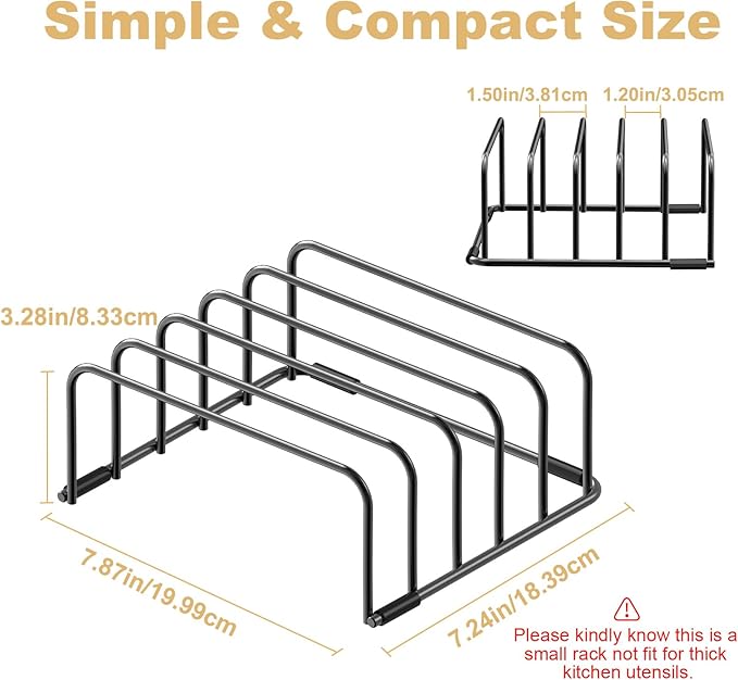 Cutting Board Organizer and Baking Sheet Rack, [1-Pack] Black Heavy Duty Metal Cookie Sheet Organizer for Cutting Board Storage & Plate Holder for Cabinet, Tray Dividers for Cabinets
