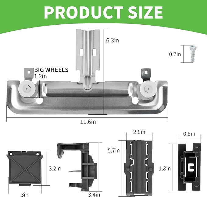 UPGRADED W10712395 Dishwasher Upper Rack Adjuster Kit - Compatible with Whirlpool Kenmore Kitchenaid Dishwasher - Replace W10350375 PS10065979 AP5957560, Fit for WDT730PAHZ0 WDT750SAHZ0 WDT970SAHZ0