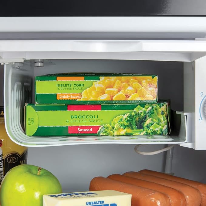 Igloo 1.6 Cu.Ft. Compact Refrigerator - Adjustable Thermostat, Glass Shelves, Includes Scraper, Ice Cube Freezer Drip Tray - Black