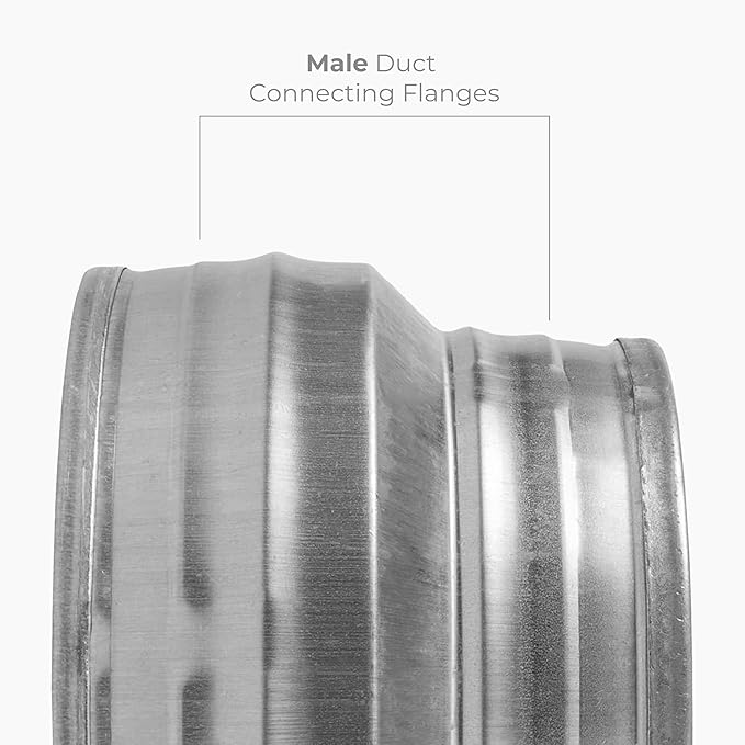 6" to 5" Inch Round Duct Reducer - Male Fit Galvanized Steel Pipe Increaser - Coupling for Round Duct Ventilation Systems - Heating & Cooling