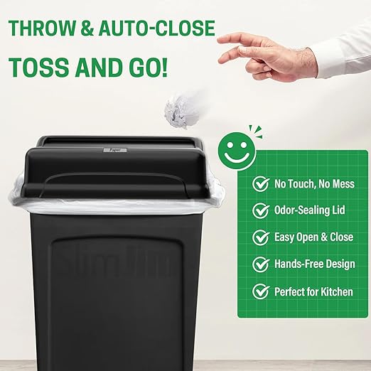Trash Can Swing Lid,Compatible with 16/23 Gallon Slim Jim Trash can with lid, Heavy Duty Plastic for Kitchen, Living Room, Outdoor Use,Pack of 2