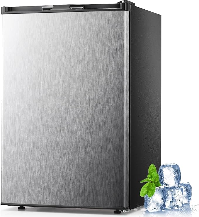 3.0 Cu.ft Small Freezer, Mini Upright Freezer with 7 Adjustable Thermostat, Removable Shelves, Reversible Single Door, for Bedroom/Home/Dorms/Apartment (Silver)