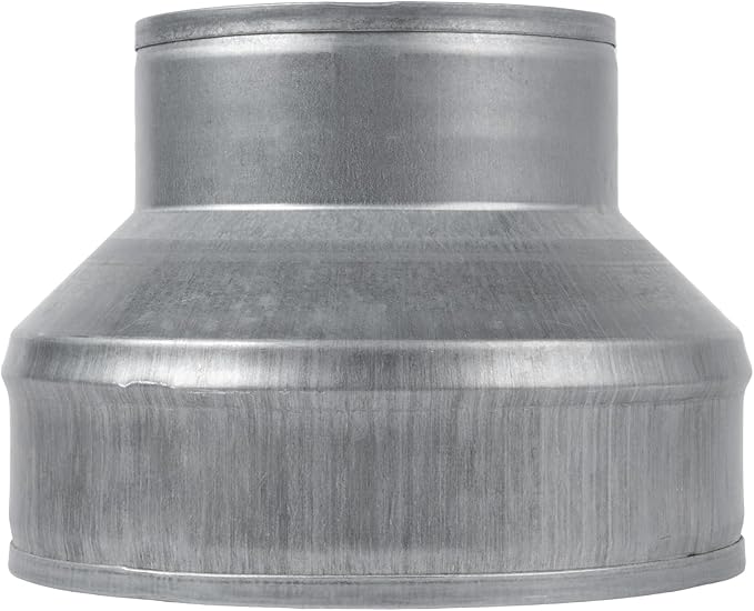6" to 4" Inch Duct Pipe Adapter - Galvanized Steel HVAC Ducting Reducer for Ventilation - PVC Pipe, Hose Coupler - Heavy Duty Exhaust, Air Conditioner Fittings - Vent Flange Connector